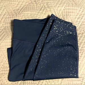 GapFit Navy Blue with foil splatter capris